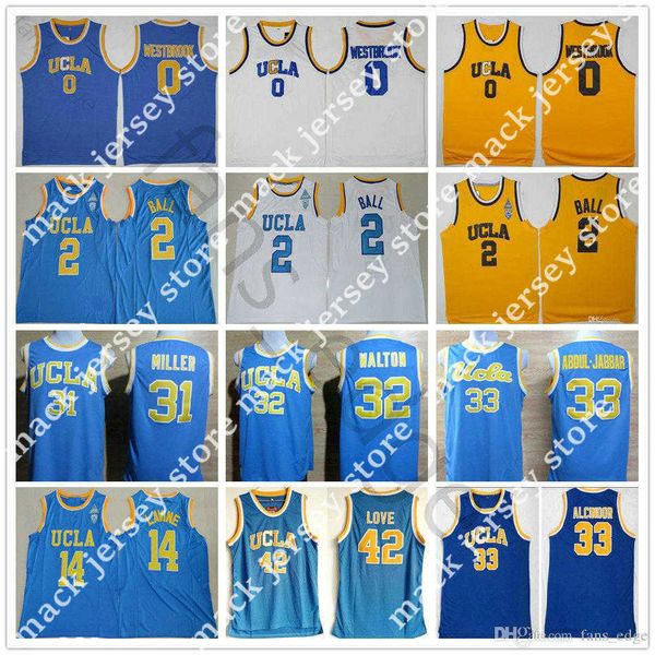 

ncaa ucla bruins college basketball jerseys russell 0 westbrook lonzo 2 ball reggie 31 miller 32 walton 42 love, Black;red