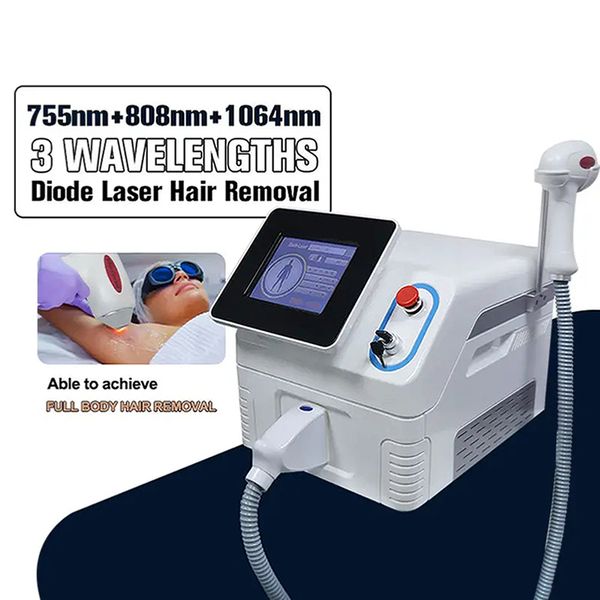 

laser hair removal machine 3 wavelengths 755 810 1064nm larger spot size ing point depilation skin rejuvenation, Black