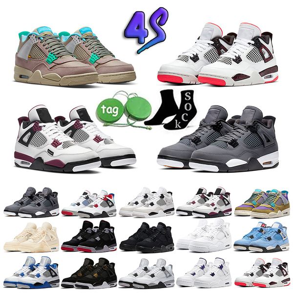 

4 4s basketball shoes military black cat university blue sail white oreo red thunder bred cement men women sports trainer sneakers
