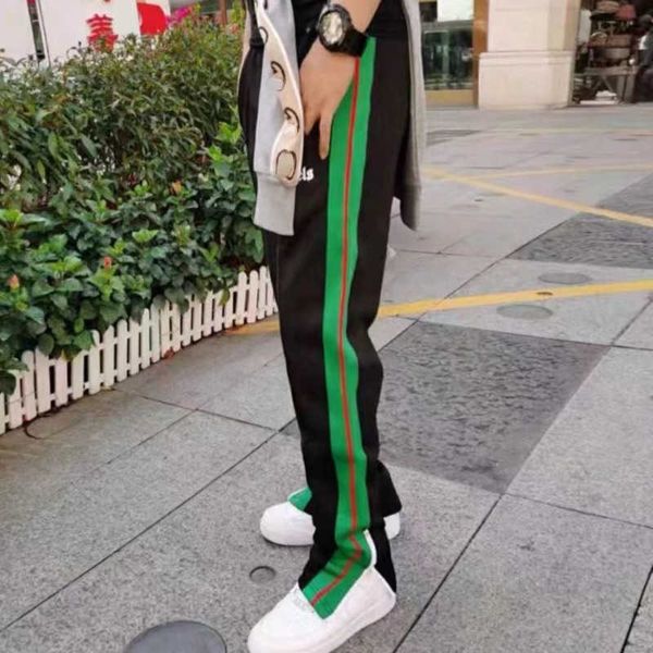 

designer pants fashion striped hem zipper trousers men women outdoor loose sweatpants alphabet slacks, Black