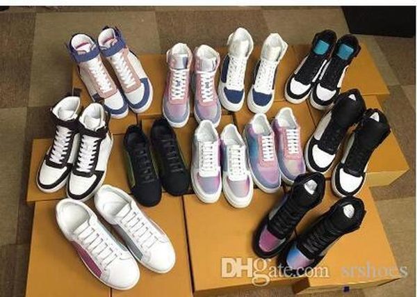 

lvity luxury shoes designers rivoli sneaker boot rainbow trainer for mens and women calfskin high sneak kocr