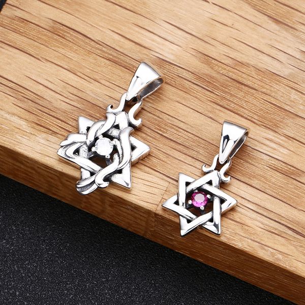 

six pointed stars pendant necklaces 925 sterling silver ball chain vintage gothic punk hip-hop fashion timeless jewelry accessories gifts fo