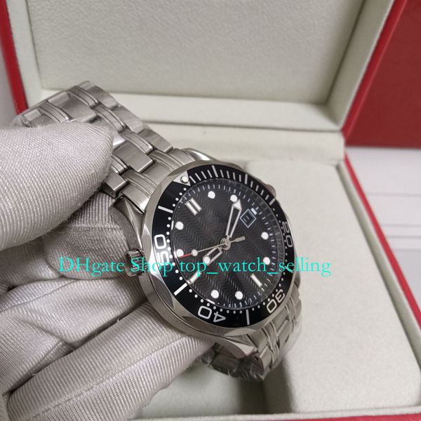 

with box automatic watches for men's 300m 41mm black dial professional stainless steel bracelet mechanical wristwatches mens watch, Slivery;golden