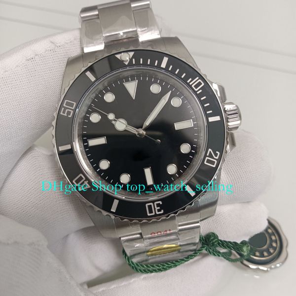 

watches for men 40mm no date black dial ceramic bezel 904l steel solid band dive kif shock absorber v12 cal.3130 movement automatic sapphire, Slivery;black