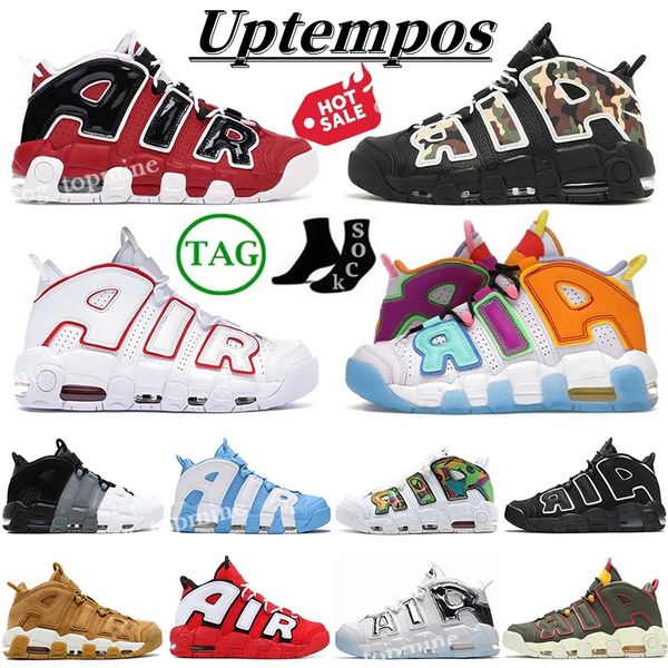 

uptempos basketball shoes mens women scottie pippen black bulls hoops pack white varsity red premium wheat university blue unc split trainer