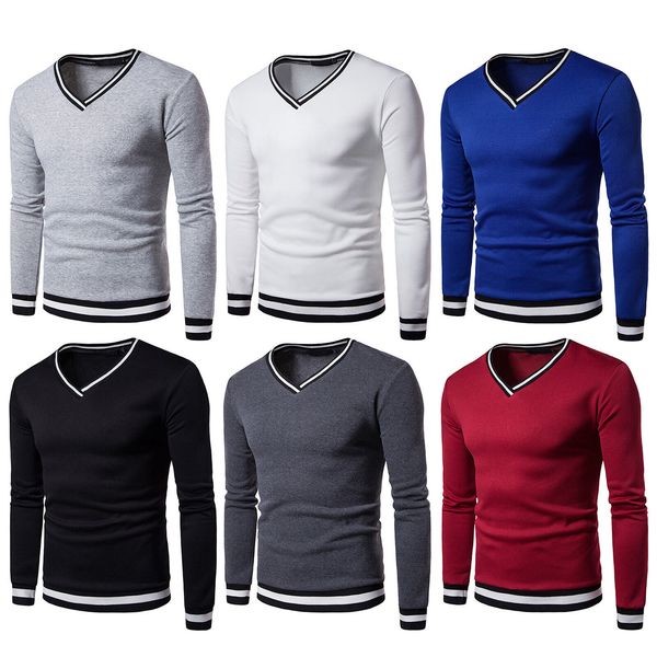 

mens casual pullover shirt long sleeve v neck ribbed warm thermal t-shirt, White;black