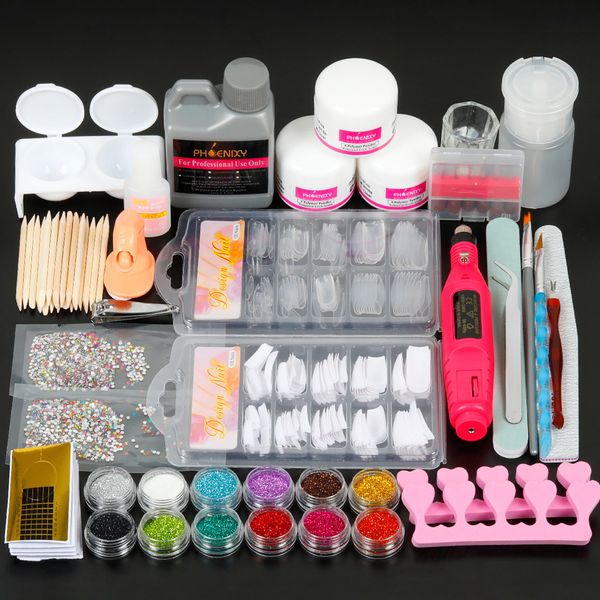 

nail manicure set acrylic kit professional powder glitter extension full art liquid decorations tools 230211