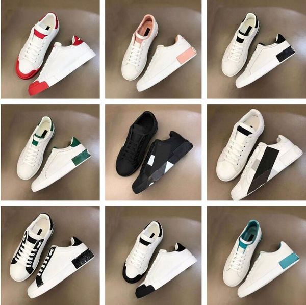 

with box designer shoes men portofino sneakers shoes dolces & gabbanas dgs calfskin nappa white black leather casual walking nice outdoor tr