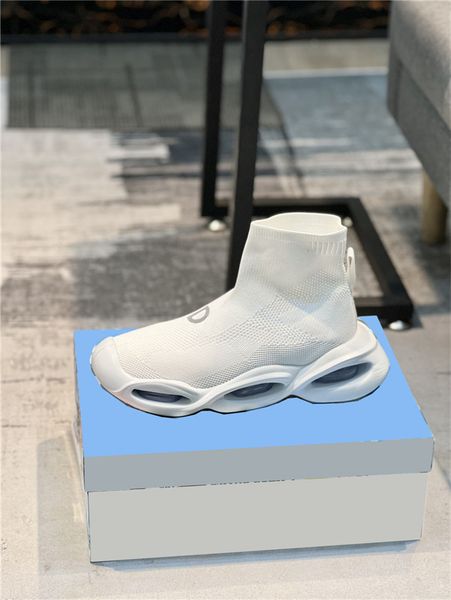

luxury designer white stretch mesh wave mid-sneakers casual shoes trainers sneaker with box, Black