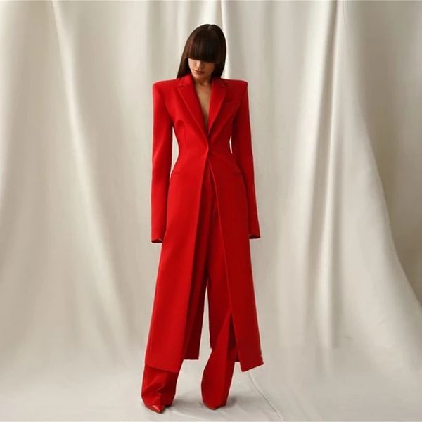 

simple mother of the bride pants suits long jackets one button slim fit guest wedding party gowns groom mom prom blazer set formal wear, Black;red