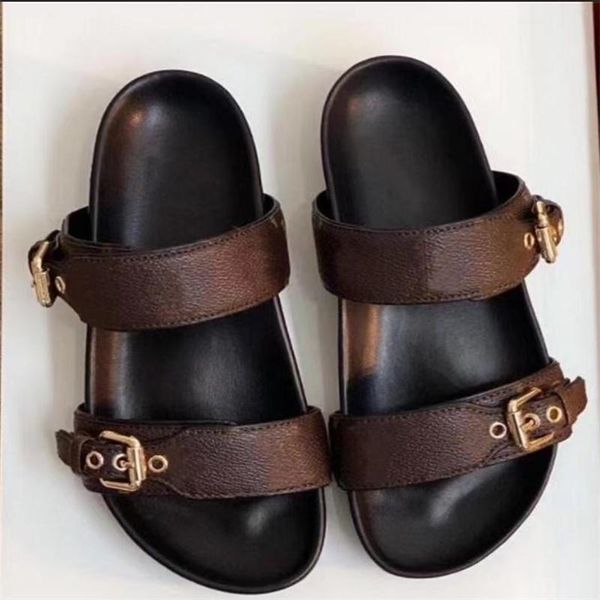 

with box slippers bom dia flat mule 1a3r5m cool effortlessly stylish slides 2 straps with adjusted gold buckles women summer. 35-46m men bw, Black
