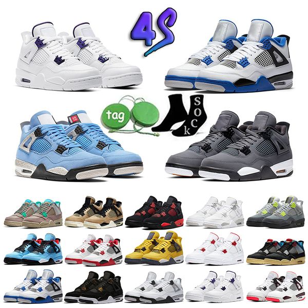 

4 military black basketball shoes 4s university blue red cement seafoam sail midnight navy violet ore tech white oreo thunder mens womens sn