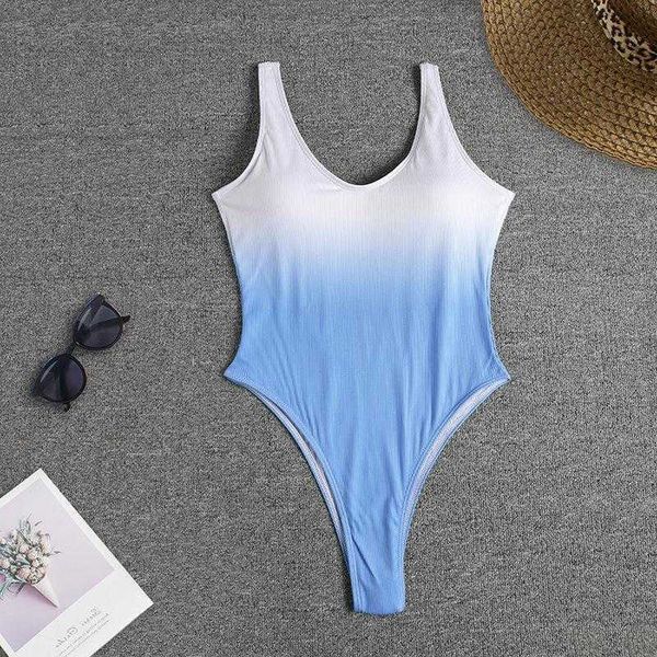 

sunken stripe swimsuit gradient one piece womens bikini, White;black