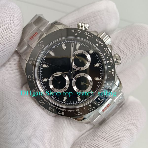 

2 color automatic chronograph watches for men 40mm ceramic black dial 904l steel v5 sport satch kif shock absorber men's cal.4130 chron, Slivery;black