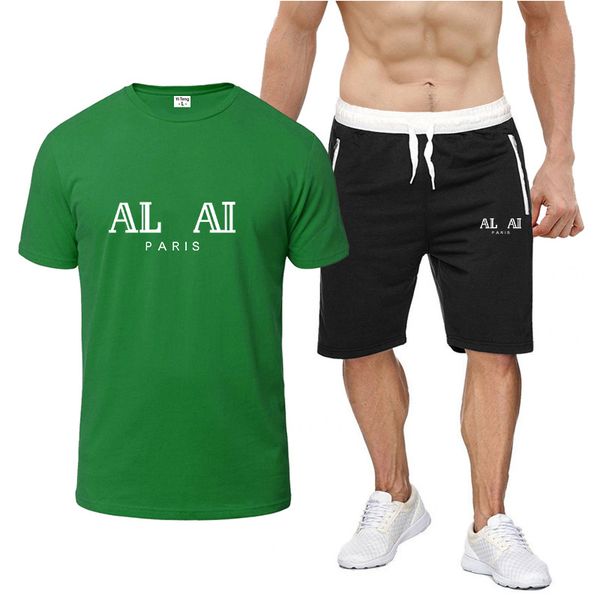 

designer t shirts letter men's clothing set tracksuit summer brand short sleeve gray t-shirt shorts fashion male suit brand casual 2 pc
