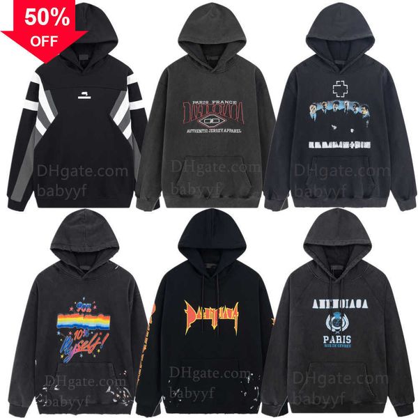 

luua mens designer hoodies hooded street fashion sweater quality sweatshirts hole wear design womens black loose drop shoulder silhouette