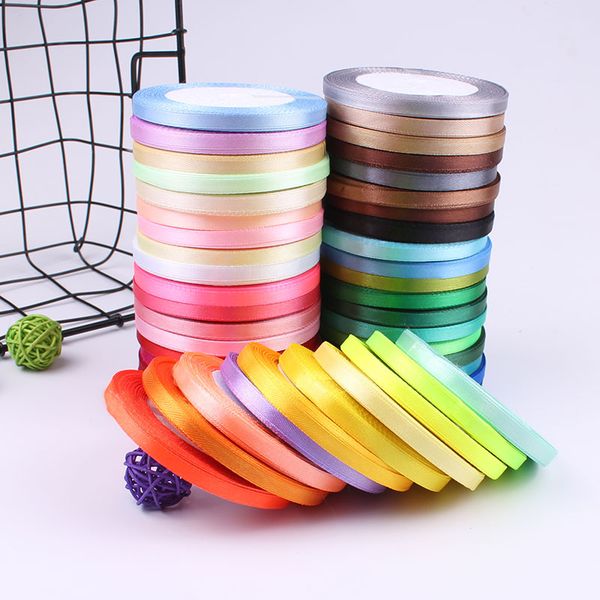 

250yards 6mm silk satin ribbons for crafts bow handmade gift wrap partys christmas wedding decorative artificial accessories, Pink;blue