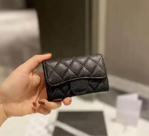 

2023 caviar surface coin purses luxury brand cc wallet card holder classic pattern caviar sheepskin material wallet, Red;black