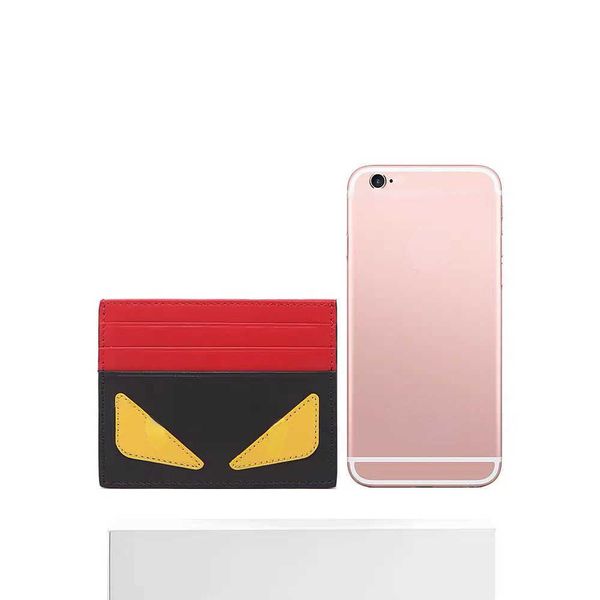 

brand designer change purse card pack handbag card bag leather men and women's general thin portable 6-bit credit holder small monster, Red;black