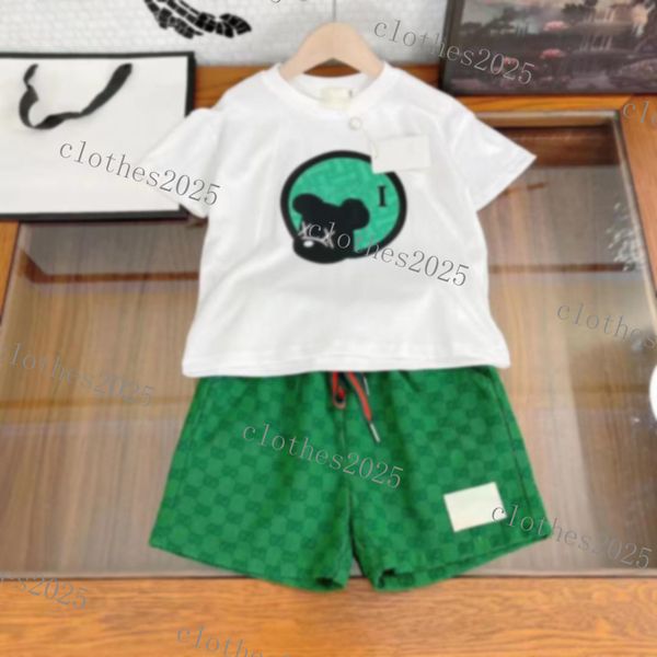 

23 luxury designer clothing sets kids t-shirt white green monogrammed shortst british brand summer childrens treasures girls cotton two piec