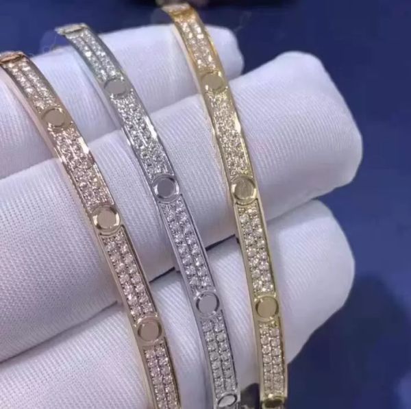 

luxury designer gold bracelet 3 rows full diamond bracelet ladies gold cuff couple bracelet diamond fashion jewelry valentine s day gift pro, Black