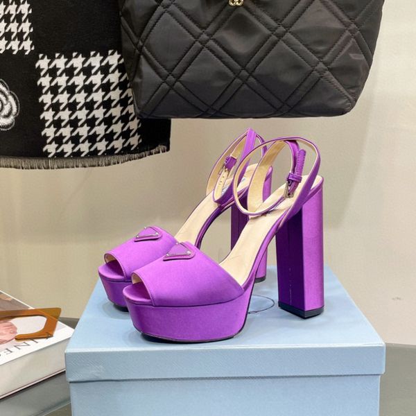 

raso purple satin peep-toe platform sandals chunky heels ankle plaque strap heeled pumps block heel sandal luxury designer shoes for women f, Black