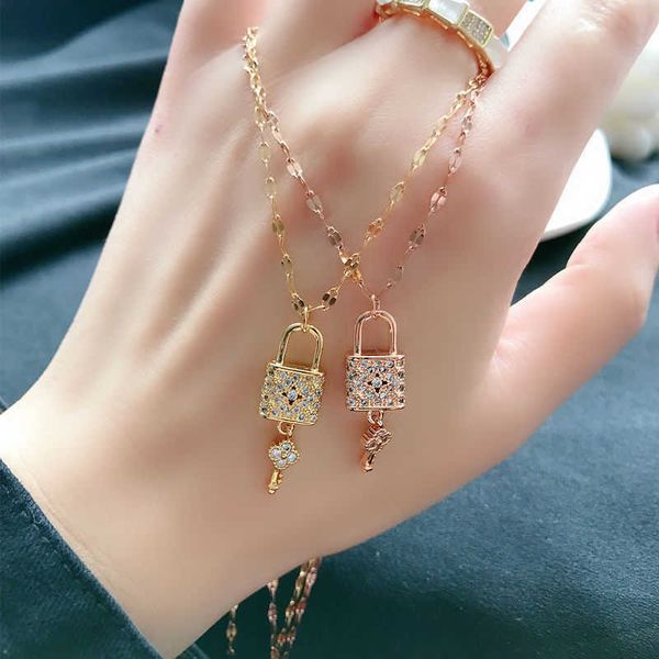 

necklaces korean version of versatile key lock pendant necklace women's fashion ins simple 0 steel clavicle chain temperament niche des, Silver