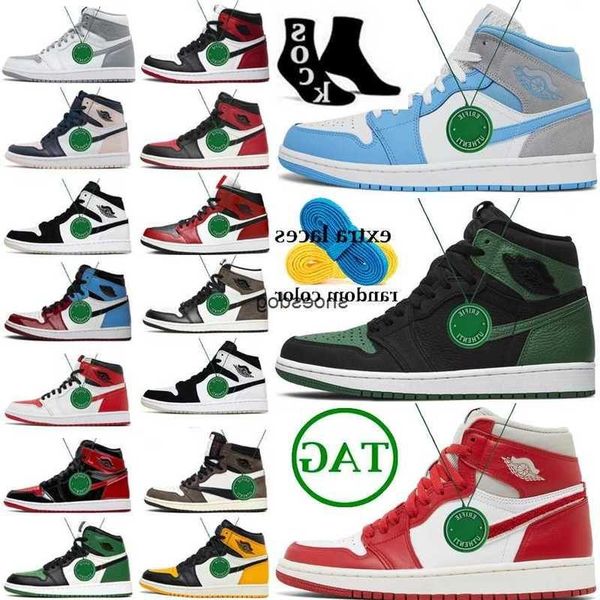

boots university blue 1 og basketball shoes men women air jumpman 1s high stage haze unc light smoke grey hyper chicago patent bred roy hswv, Black