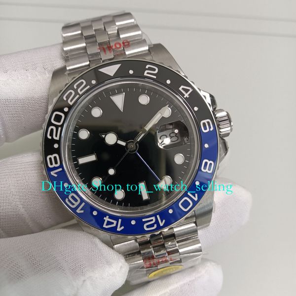 

904l steel watches for mens 40mm ss black blue ceramic bezel v12 water resistant wristwatches mechanical sport cal.3285 automatic movement m, Slivery;black