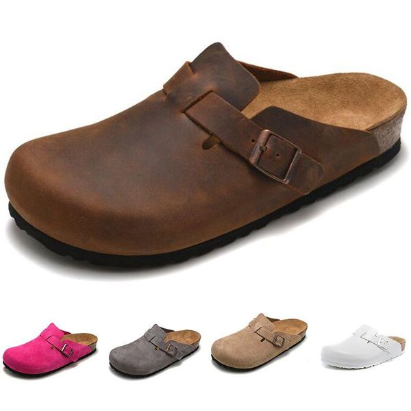 

sandals boston sandals leather bag head pull cork designer slides autumn winter lazy shoes lovers scuffs fashion luxury clogs mens wome pkuv, Black