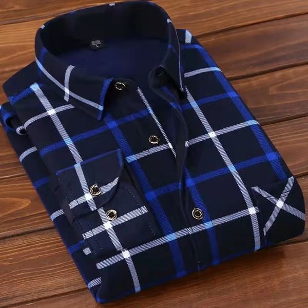

men's casual shirts winter arrival fashion plaid long sleeve autumn men fleece thick warm large size 230211, White;black