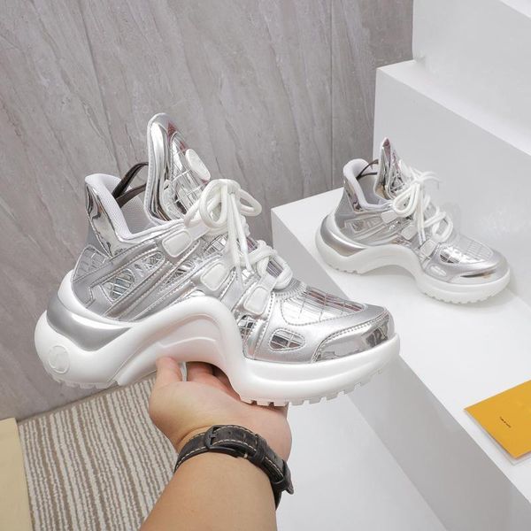 

lvity trainer with box luxury designer archlight runway casual shoes lace up in metallic silver trainer trainers leather sne louiseitylvsviu, Black