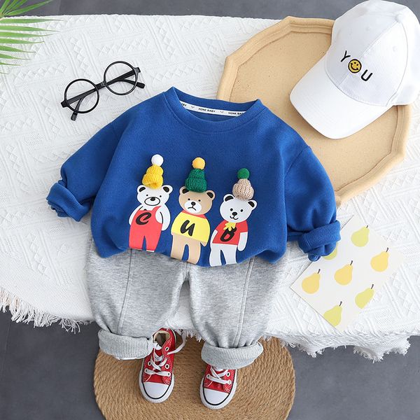 

toddler baby boys clothing sets spring autumn bear leisure long sleeved t-shirts pants baby girl clothes kids bebes suits, White