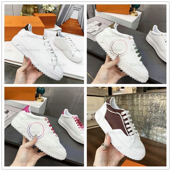 

with box time out sneaker luxurys designers shoes printed white calf leather floral fall-winter 2022 garden co louiseity lvs viutonity wlyc, Black