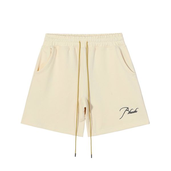

men's shorts rhude shorts designer back pocket extened drawstrings premium with rh signature script embroidered on the front featuring, White;black