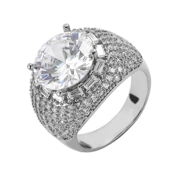 

earpigeon egg big zircon rap trendsetter men's personality hip hop ring, Silver
