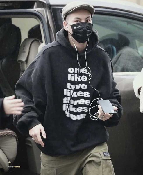 

men's hoodies sweatshirts of b mosaic letter chen weiting same men's and women's plush damaged old hoodie en7j, Black
