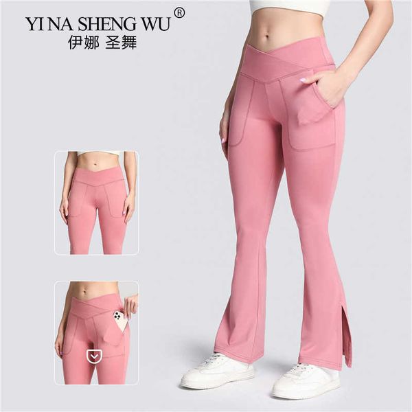 

exercise fitness clothing high waist yoga pants wide leg pocket women's tights sports push up leggings jogging female clothing fitness
