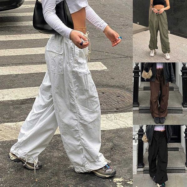 

women's pants capris 2022 spring and summer new women's personalized street color straight tube loose low waist casual pants t2302, Black;white