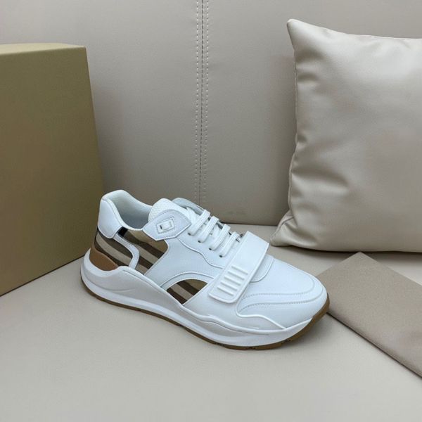 

with box designer shoes designer striped burbrery burberry casual shoes men mesh woman sport canvas shoes run sneakers foam runner classic p, Black