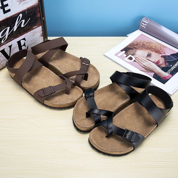 

casual shoes 2023 new men women luxury cork slippers designer luxury slide summer fashion wide flat slippery with thick beach sandals slippe, Black