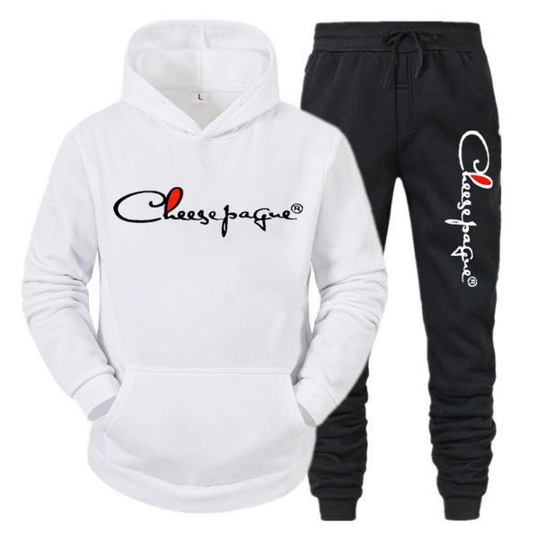 

2 Piece Tracksuit Brand Logo Print Men Sets Hoodie Sweatshirt&Pant Outdoors Sportswear Streetwear Casual Fashion new Men Clothing, Blue