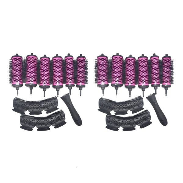 

hair brushes 12pcs set 3 sizes detachable handle roller brush with positioning clips ceramic barrel curler comb dresser 230211, Silver