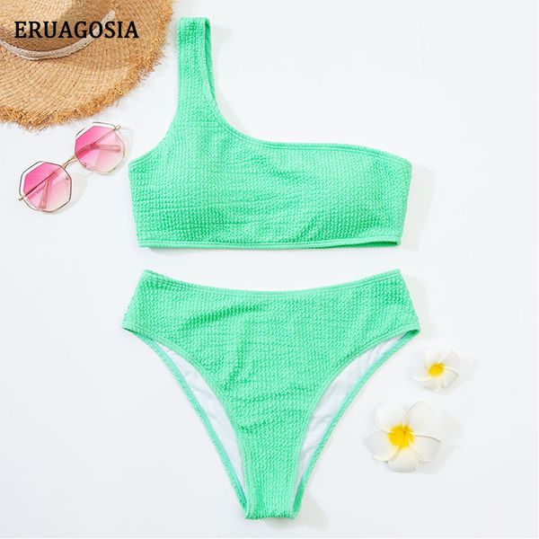 

bandage bikini high waist swimsuit push up swimwear one shoulder bikinis set 2023 new female bathing suit striped beachwear
