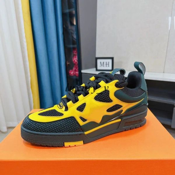 

lvity casual shoes designer men sneakers rubber platform trainers genuine leather sneaker multicolor lace-u txxq, Black