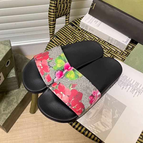 

designer slippers sandals floral brocade women men slipper flat bottoms flip flops womens fashion striped beach slippers, Black