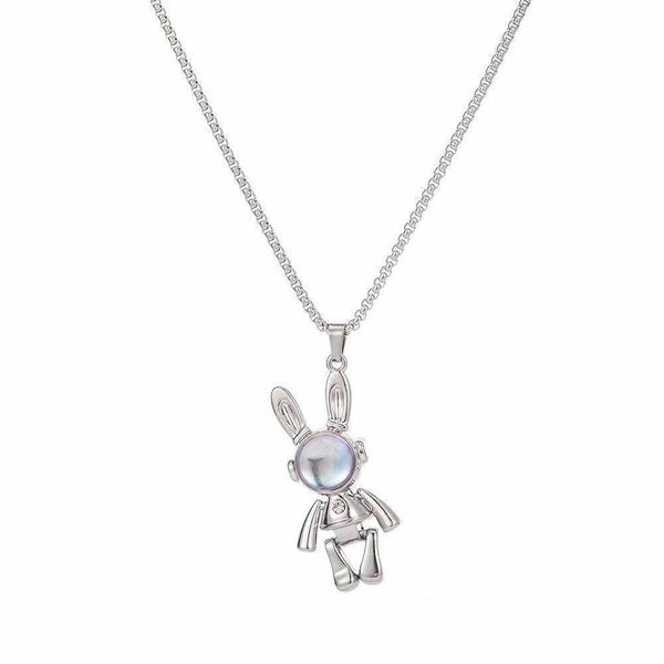 

movable mechanical rabbit pendant, Silver