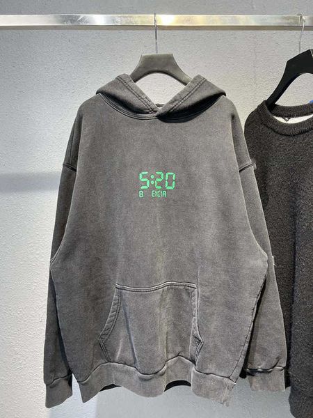 

men's hoodies sweatshirts autumn and winter style family b 5 digital clock luminous printing wash water worn hoodies for men women dawv, Black