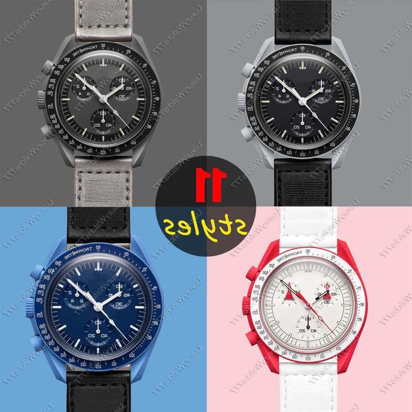 

real ceramic planet moon mens watch full function quarz chronograph mission to mercury 42mm nylon luxury watch limited edition gift fashion, Slivery;brown