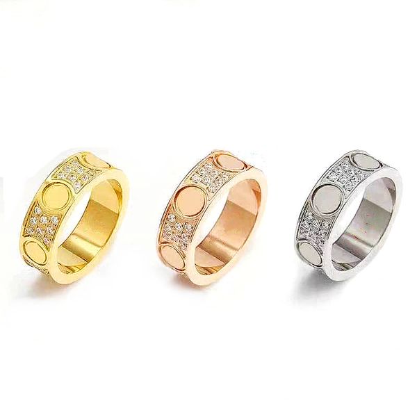 

18k gold ring stones couple lovers ring diamond ring titanium steel titanium steel rings, Silver